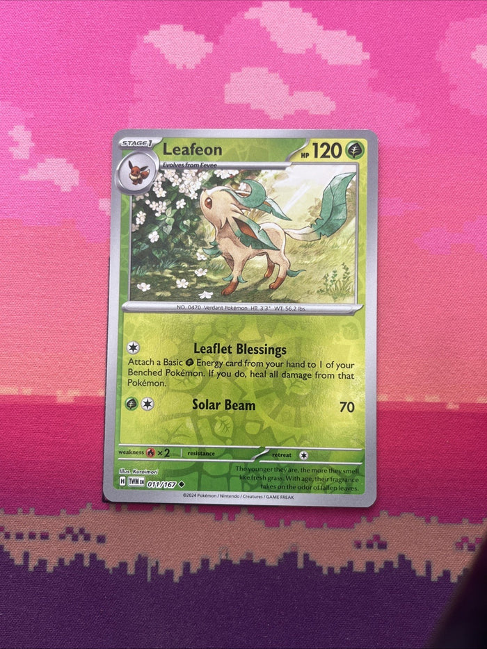 Pokemon Card Leafeon Twilight Masquerade Reverse Holo Uncommon 011/167 Near Mint