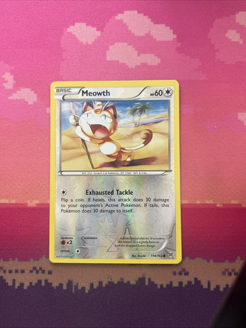 Pokemon Card Meowth Breakthrough Reverse Holo 114/162 Near Mint