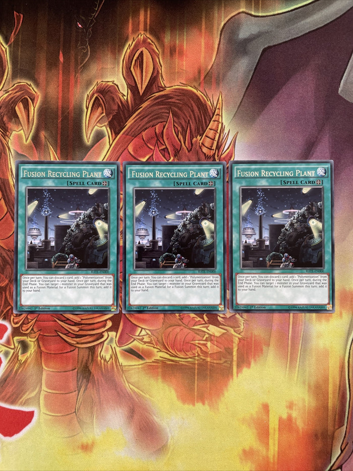RATE-EN000 Yugioh 3x Rare Fusion Recycling Plant Mixed Editions (NM)