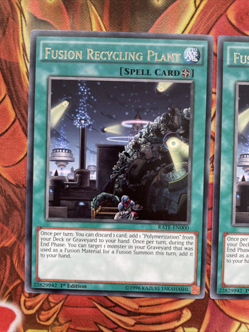 RATE-EN000 Yugioh 3x Rare Fusion Recycling Plant Mixed Editions (NM) (back)