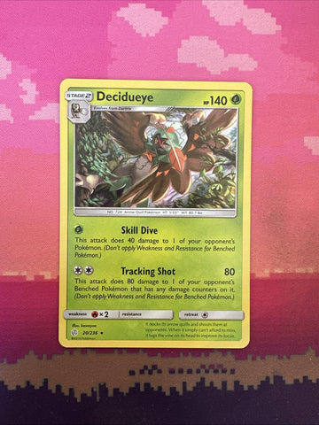 Pokemon Card Decidueye Cosmic Eclipse Holo Rare 20/236 Near Mint