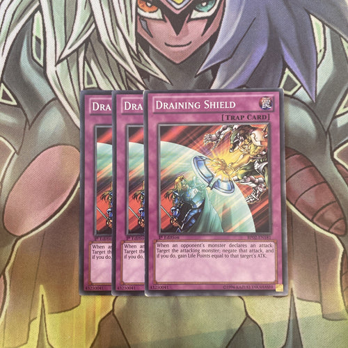 BP02-EN181 x3 Draining Shield Common Excellent Condition Yugioh