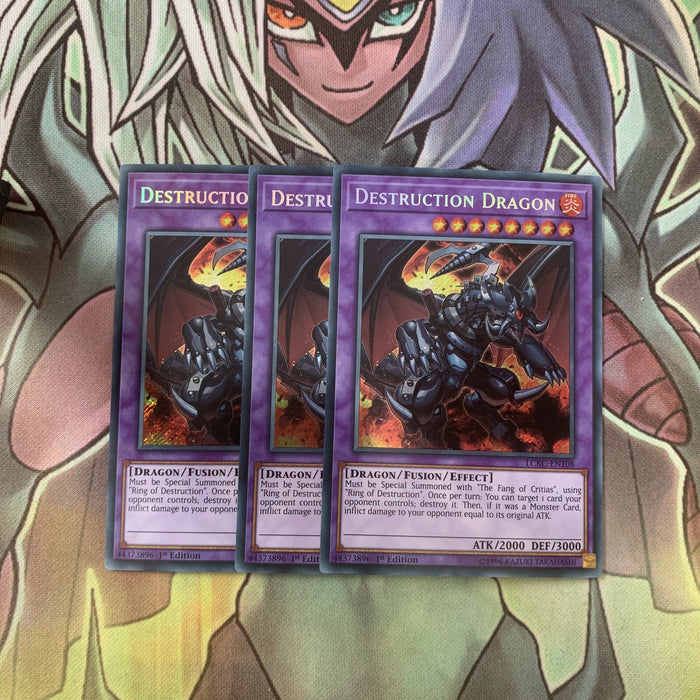 LCKC-EN108 x3 Destruction Dragon Secret Rare Excellent Condition Yugioh