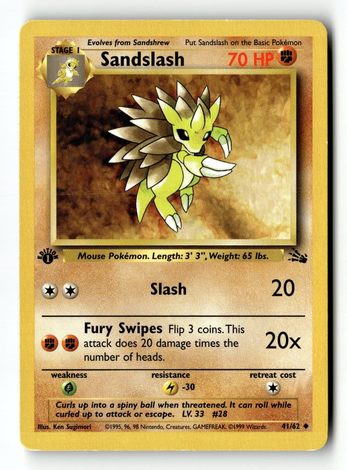 Pokemon Card Sandslash 1st Edition LP Fossil 41/62