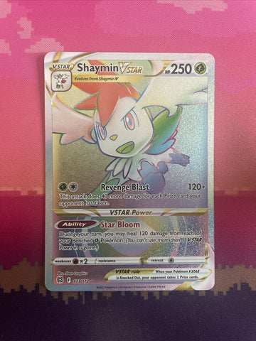Pokemon Card Shaymin VSTAR 173/172 Rainbow Rare Brilliant Stars NM