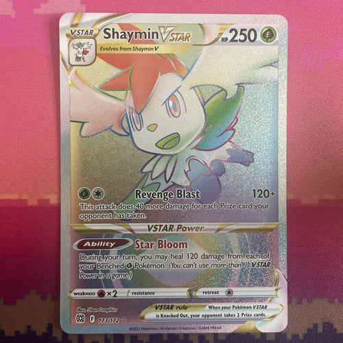 Pokemon Card Shaymin VSTAR 173/172 Rainbow Rare Brilliant Stars NM