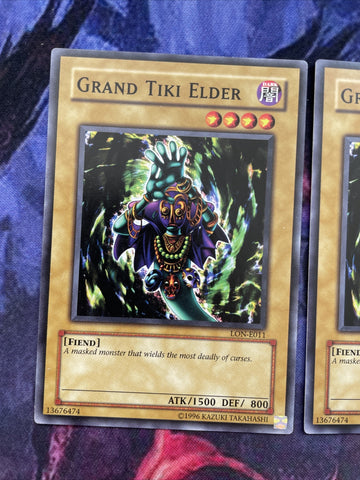 LON-E011 x3 Grand Tiki Elder VG Yugioh Card (back)