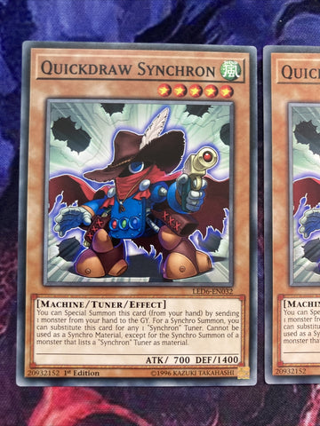 LED6-EN032 X3 Quickdraw Synchron 1st Edition Common Yugioh (back)