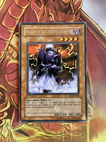 RDS EN032 Yugioh Card Dekoicho The Battlechanted Locomotive Rare 1st Edition LP/