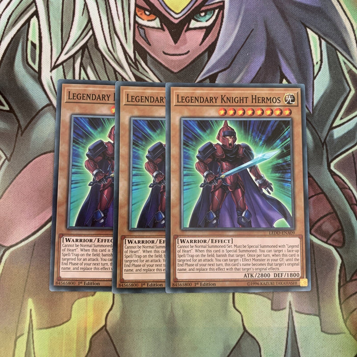 LEDD-ENA09 x3 Legendary Knight Hermos Common Excellent Condition Yugioh