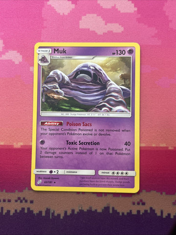 Pokemon Card Muk Team Up Rare 63/181 NM