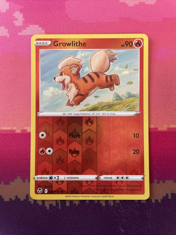 Pokemon Card Growlithe Silver Tempest Reverse Holo 019/195 Near Mint