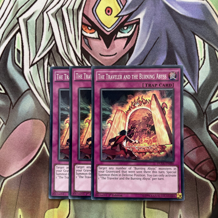 DUEA-EN086 x3 The Traveller and the Burning Aybss Super Excellent Cond Yugioh
