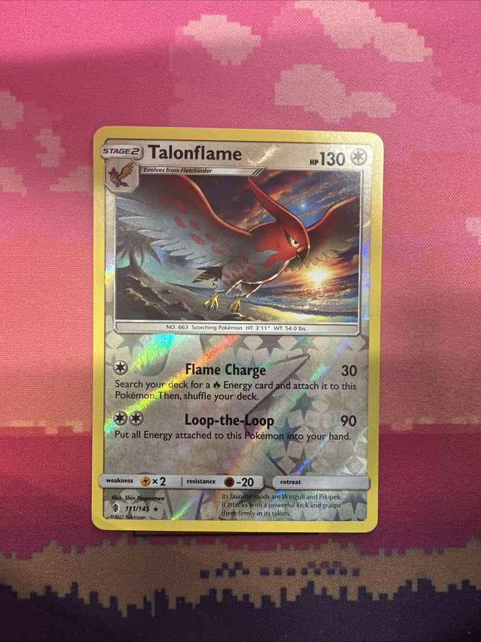 Pokemon Card Talonflame Guardians Rising Reverse Holo Rare 111/145 NM