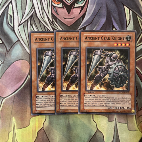 GLAS-EN029 x3 Anicent Gear Knight Common Excellent Condition Yugioh