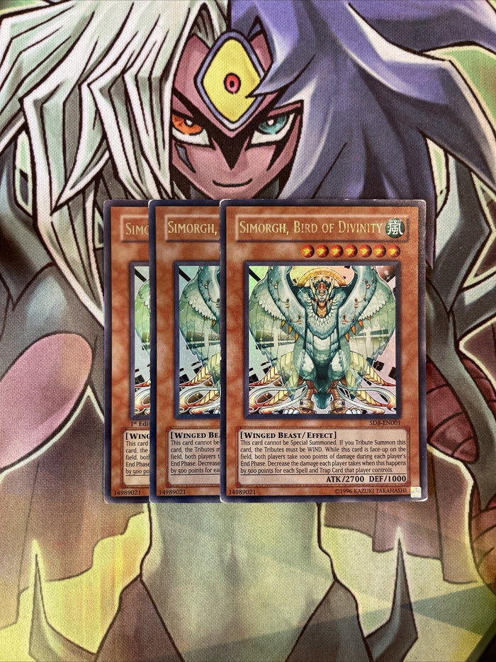 SD8-EN001 x3 Simorgh, Bird of Divinity Ultra Rare Excellent Condition Yugioh