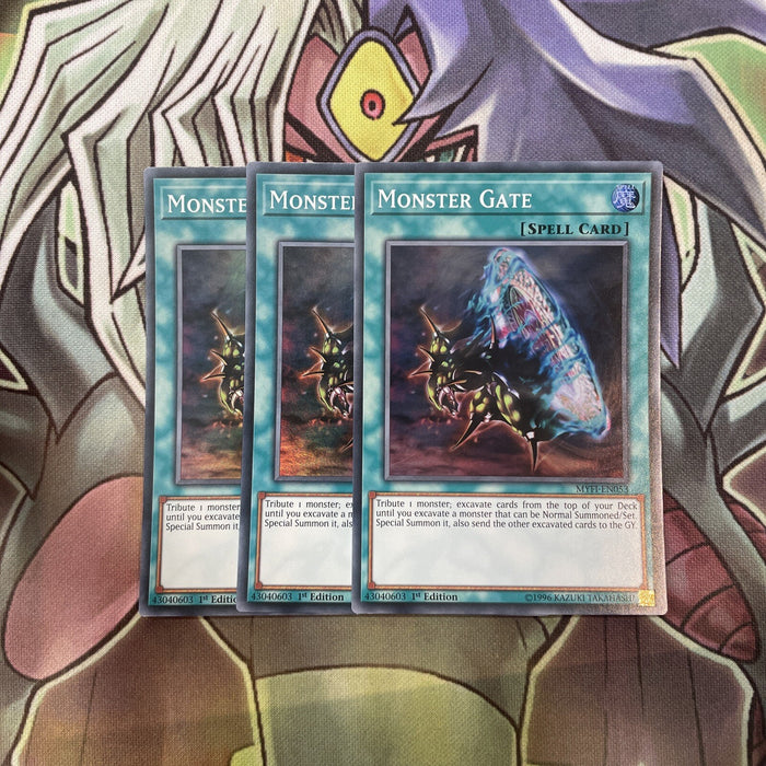 MYFI-EN053 Monster Gate Super Rare x3 Excellent Condition Yugioh