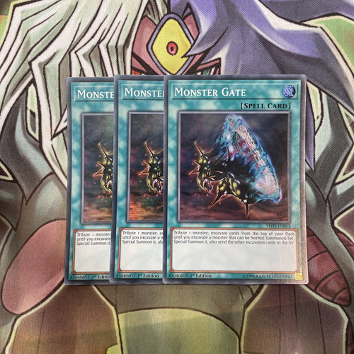 MYFI-EN053 Monster Gate Super Rare x3 Excellent Condition Yugioh