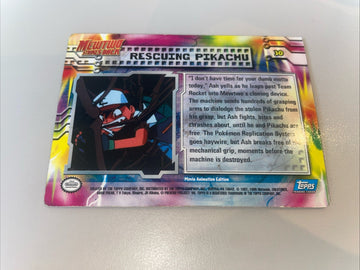 Topps Rescuing Pikachu Foil 30 Mewtwo Strikes Back Pokemon Card Trading Card (back)