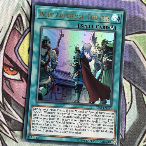 IGAS-EN055 Ancient Warriors Saga - Three Visits  Ultra 1st Edition NM Yugioh