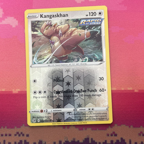 Pokemon Card Kangaskhan Fusion Strike Reverse Holo Rare 204/264 Near Mint