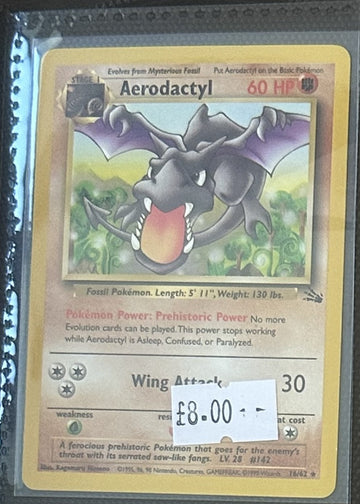Pokemon Card Aerodactyl Fossil Rare 16/62 Lightly Played