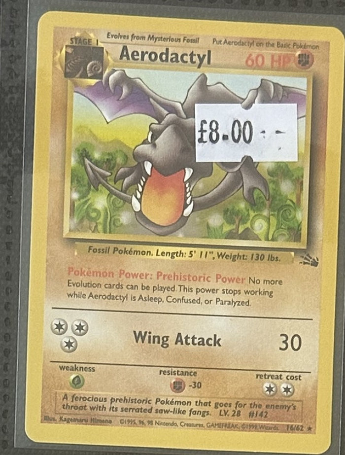 Pokemon Card Aerodactyl Fossil Rare 16/62 Lightly Played