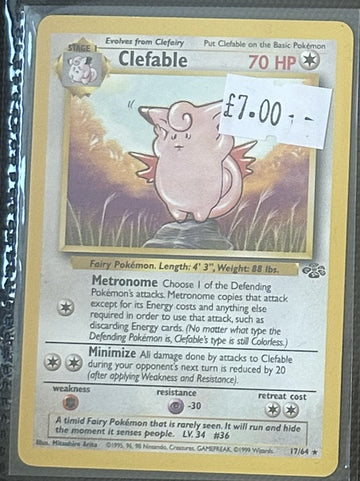 Pokemon Card Clefable Jungle Rare 17/64 Lightly Played