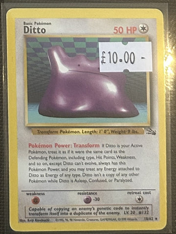 Pokemon Card Ditto Fossil Rare 18/62 Lightly Played