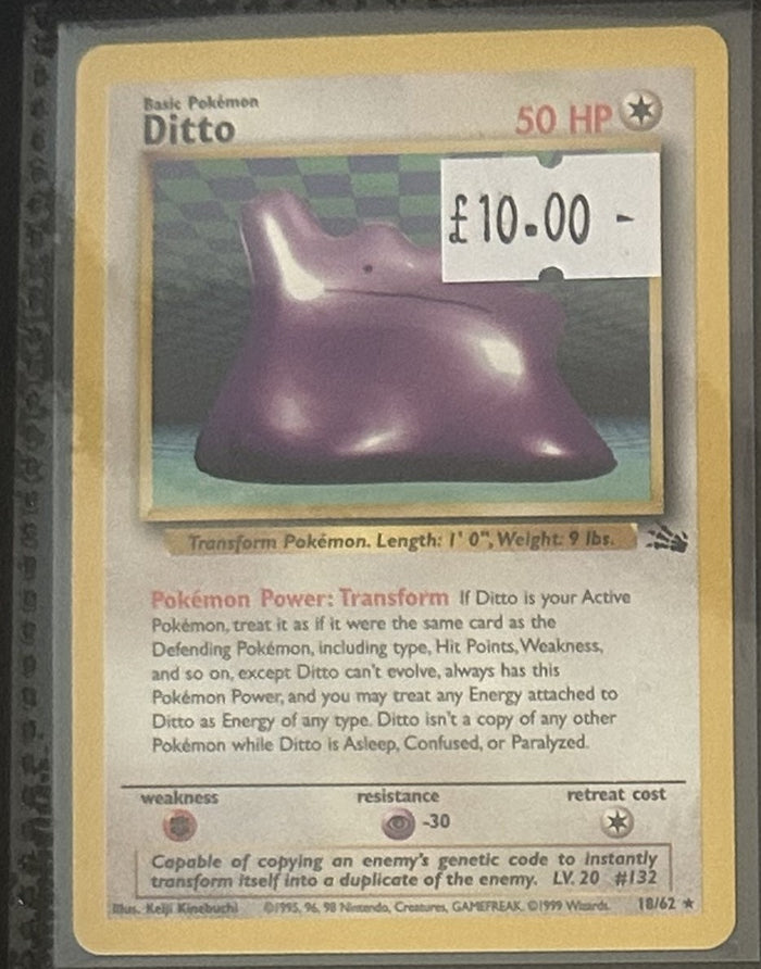 Pokemon Card Ditto Fossil Rare 18/62 Lightly Played
