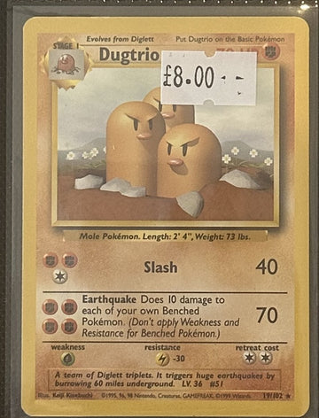 Pokemon Card Dugtrio Base Set Rare 19/102 Lightly Played