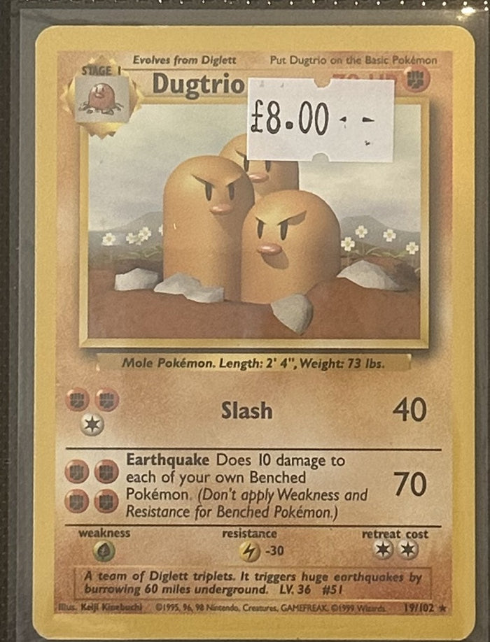 Pokemon Card Dugtrio Base Set Rare 19/102 Lightly Played