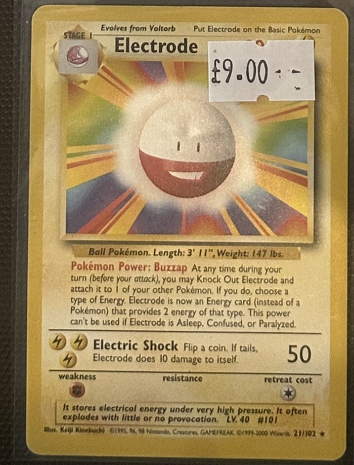 Pokemon Card Electrode Base Set Rare 21/102 Lightly Played