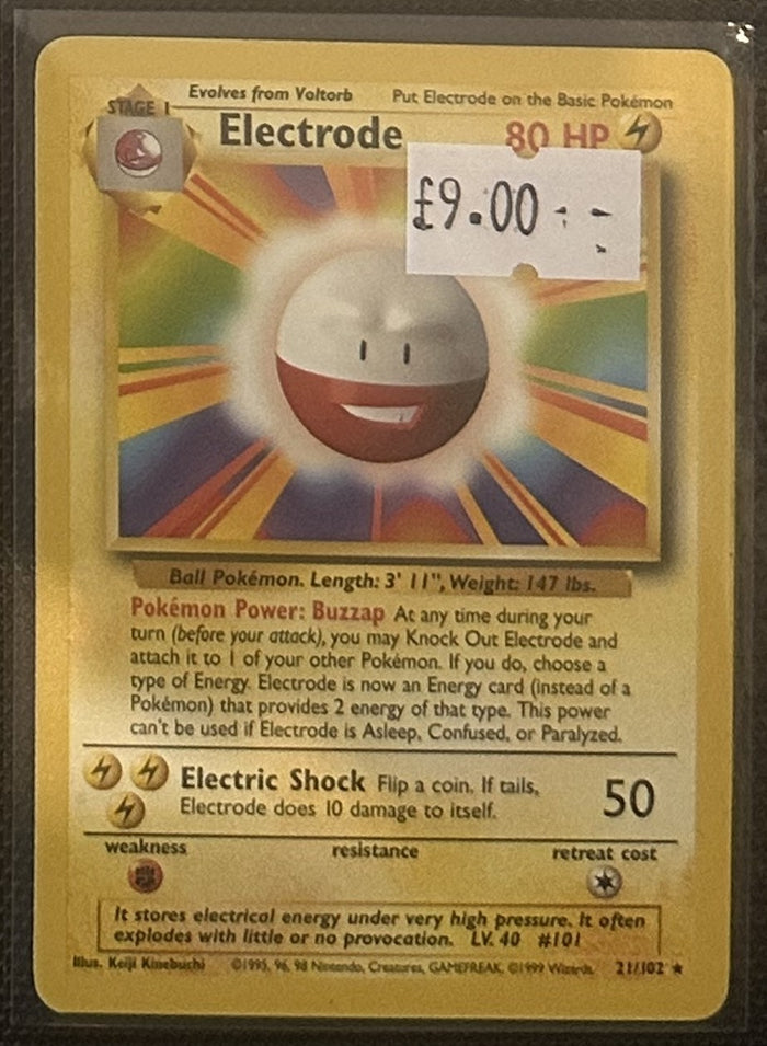 Pokemon Card Electrode Base Set Rare 21/102 Lightly Played