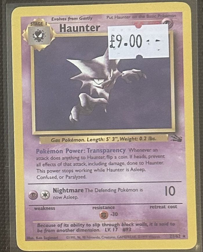 Pokemon Card Haunter Fossil Rare 21/62 Lightly Played