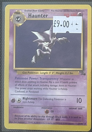 Pokemon Card Haunter Fossil Rare 21/62 Lightly Played