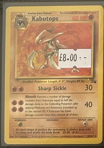 Pokemon Card Kabutops Fossil Rare 24/62 Lightly Played