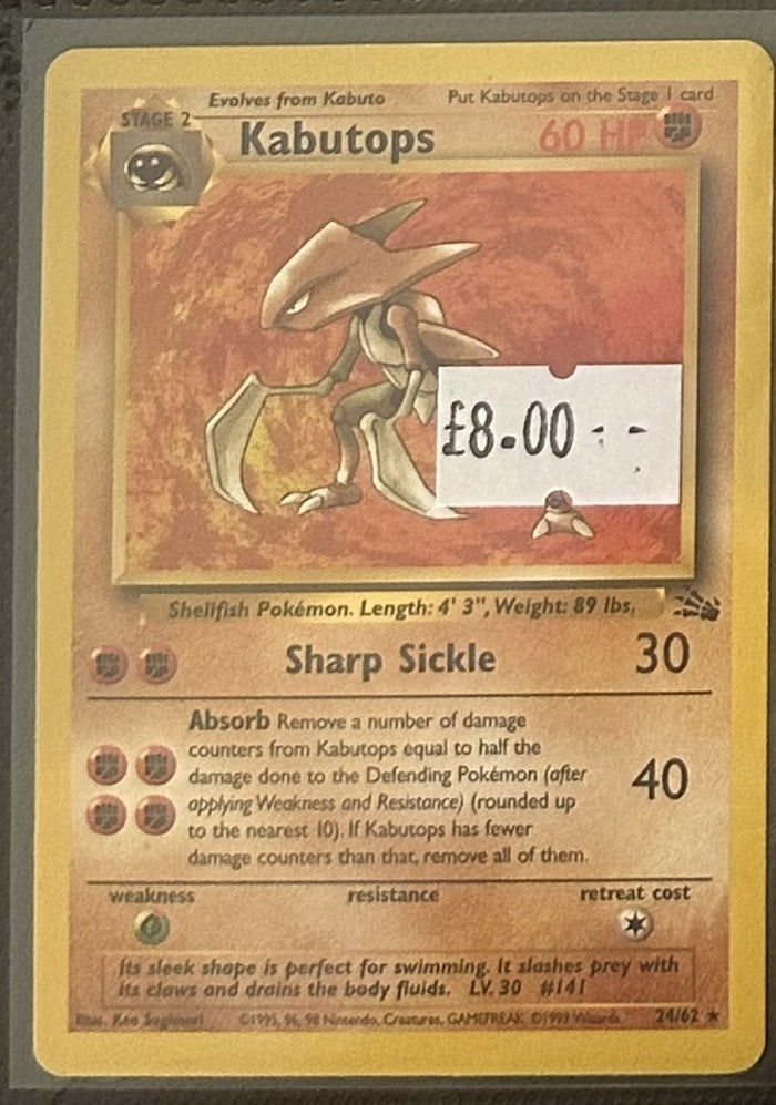 Pokemon Card Kabutops Fossil Rare 24/62 Lightly Played