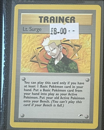 Pokemon Card Lt. Surge Gym Heroes Rare 101/132 Lightly Played