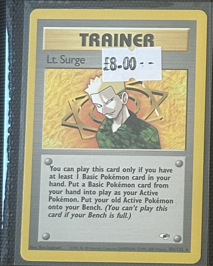 Pokemon Card Lt. Surge Gym Heroes Rare 101/132 Lightly Played