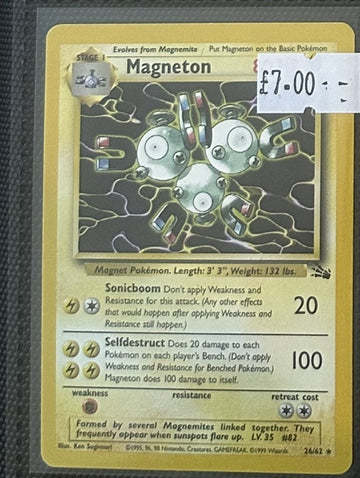 Pokemon Card Magneton Fossil Rare 26/62 Lightly Played