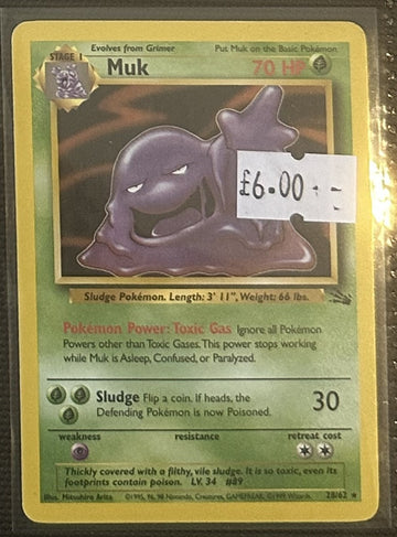 Pokemon Card Muk Fossil Rare 28/62 Lightly Played