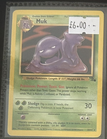 Pokemon Card Muk Fossil Rare 28/62 Lightly Played