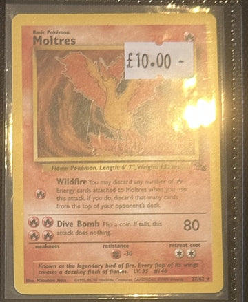 Pokemon Card Moltres Fossil Rare 27/62 Lightly Played