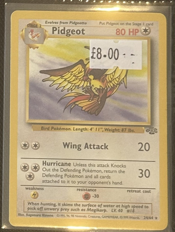 Pokemon Card Pidgeot Jungle Rare 24/64 Lightly Played