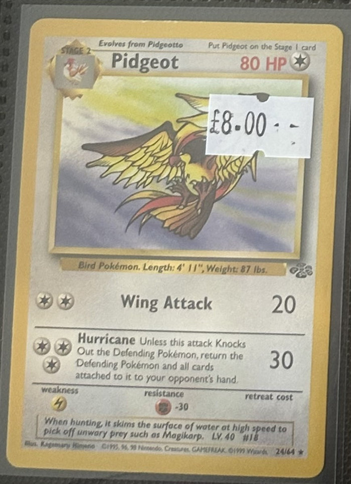 Pokemon Card Pidgeot Jungle Rare 24/64 Lightly Played