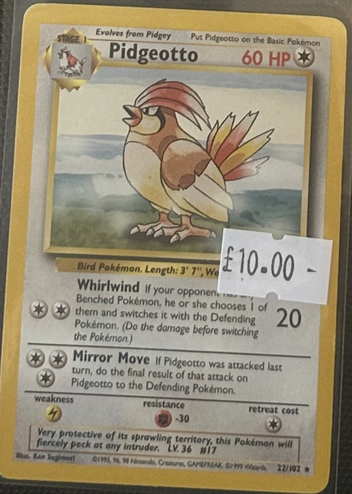 Pokemon Card Pidgeotto Base Set Rare 22/102 Lightly Played