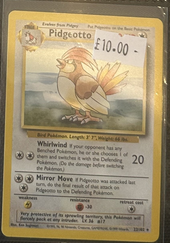 Pokemon Card Pidgeotto Base Set Rare 22/102 Lightly Played