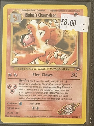 Pokemon Card Blaine's Charmeleon Gym Challenge Uncommon 31/132 Lightly Played