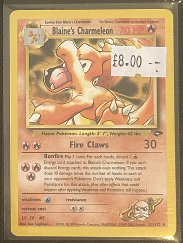 Pokemon Card Blaine's Charmeleon Gym Challenge Uncommon 31/132 Lightly Played